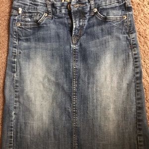 IT jeans knee length fringe jean skirt